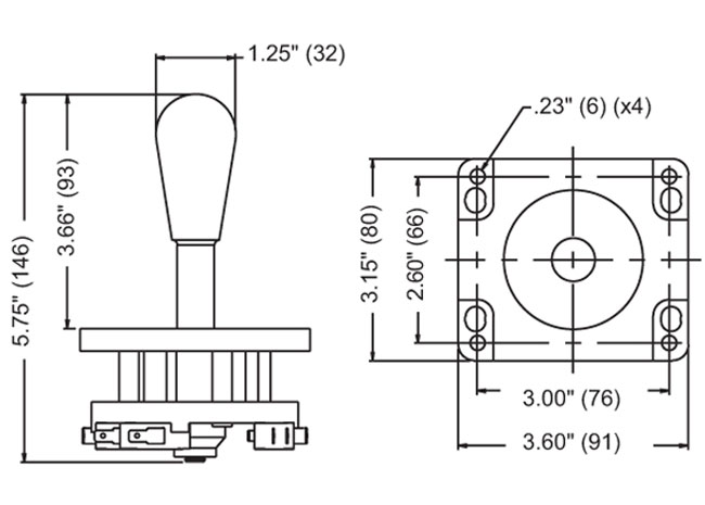 Black 8-way Competition Joystick by Suzo Happ