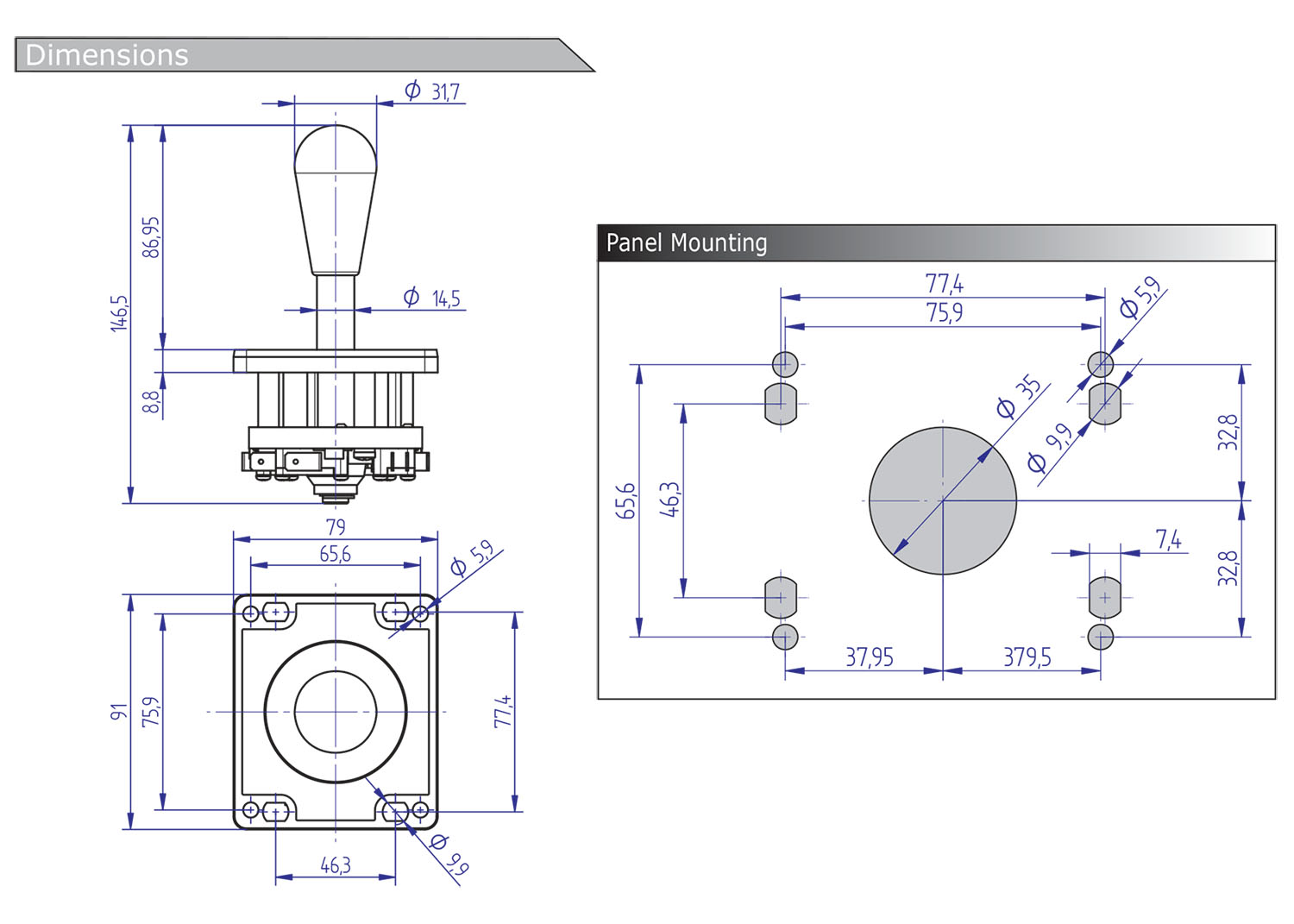 Arcade Joystick Dimensions