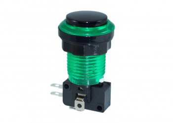 Green LED Arcade Pushbutton with Gold Bezel 